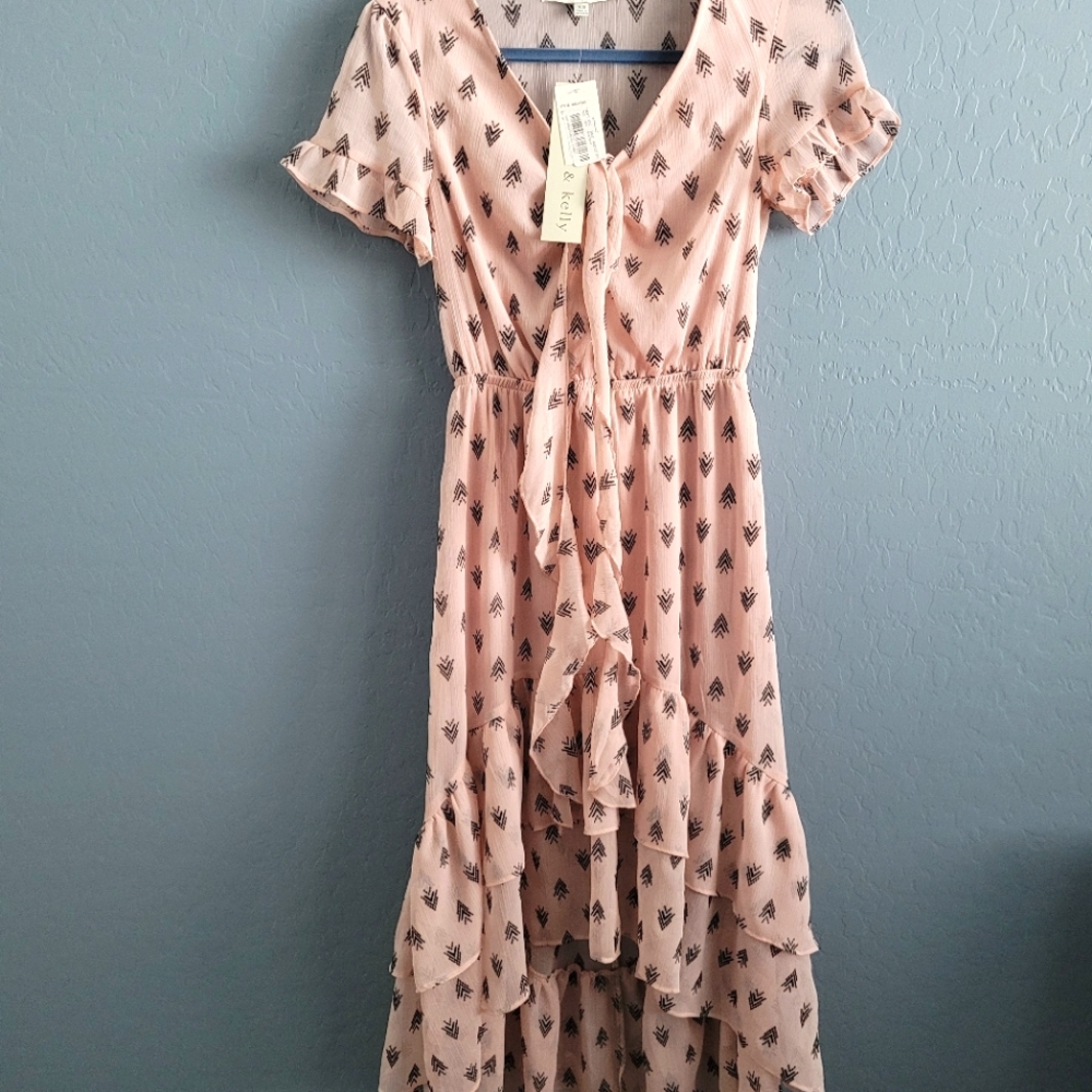 NWT Allison & Kelly Pink High Low Chiffon Dress Sz XS